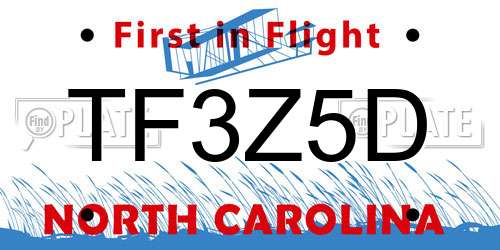 TF3Z5D North Carolina License Plate