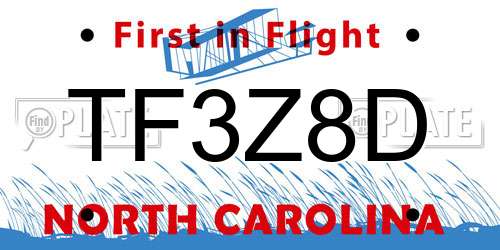 TF3Z8D North Carolina License Plate