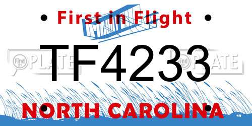 TF4233 North Carolina License Plate