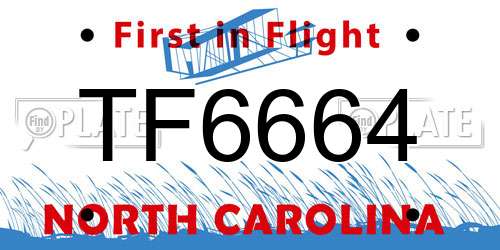 TF6664 North Carolina License Plate