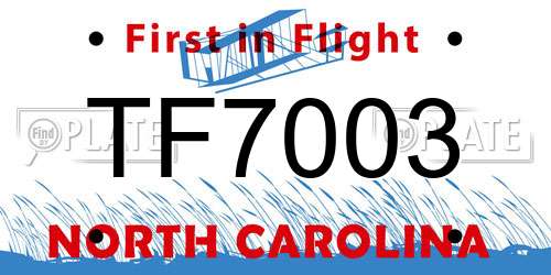 TF7003 North Carolina License Plate