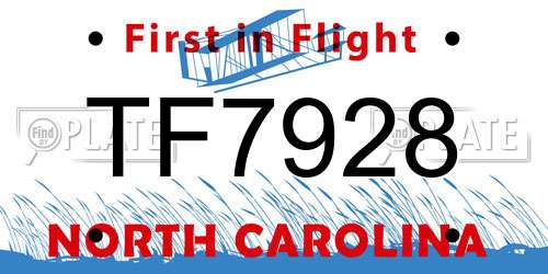 TF7928 North Carolina License Plate