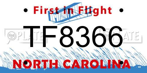 TF8366 North Carolina License Plate