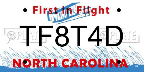 TF8T4D North Carolina License Plate