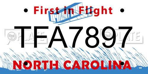 TFA7897 North Carolina License Plate