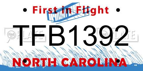 TFB1392 North Carolina License Plate