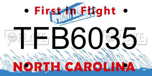 TFB6035 North Carolina License Plate