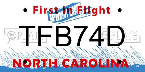 TFB74D North Carolina License Plate