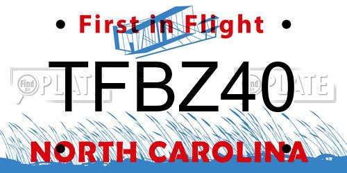 TFBZ40 North Carolina License Plate