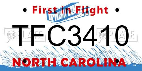 TFC3410 North Carolina License Plate