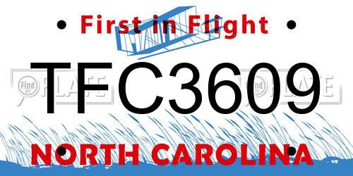 TFC3609 North Carolina License Plate