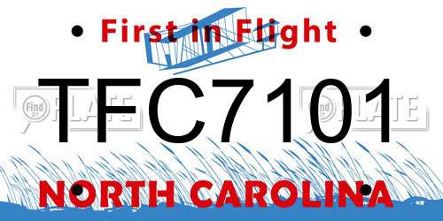 TFC7101 North Carolina License Plate