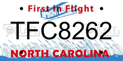 TFC8262 North Carolina License Plate
