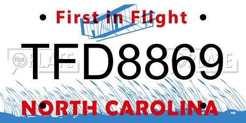 TFD8869 North Carolina License Plate