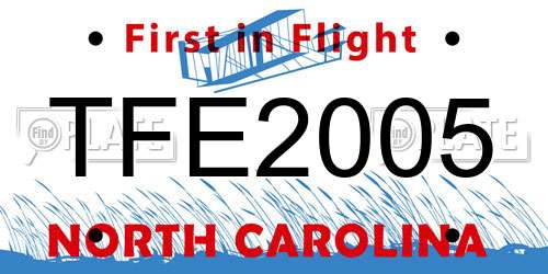 TFE2005 North Carolina License Plate