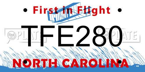 TFE280 North Carolina License Plate