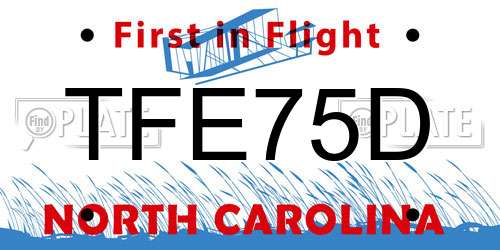 TFE75D North Carolina License Plate