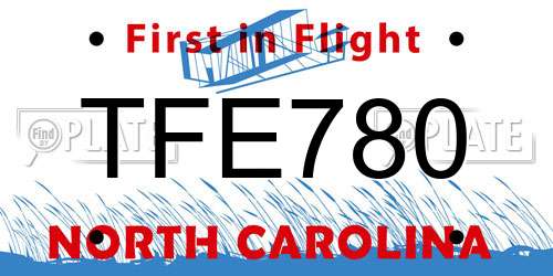 TFE780 North Carolina License Plate