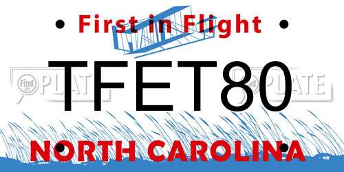 TFET80 North Carolina License Plate