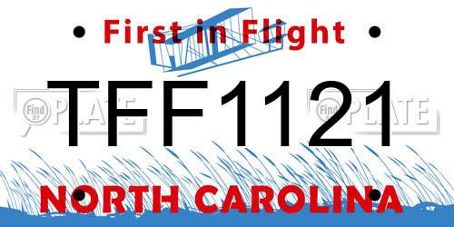 TFF1121 North Carolina License Plate
