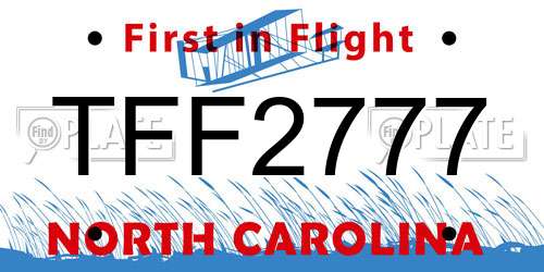 TFF2777 North Carolina License Plate