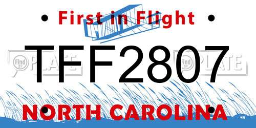 TFF2807 North Carolina License Plate