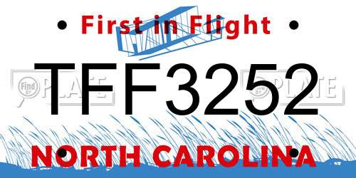 TFF3252 North Carolina License Plate