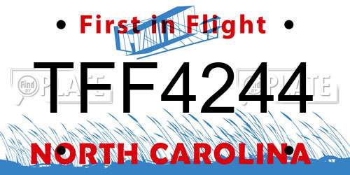 TFF4244 North Carolina License Plate
