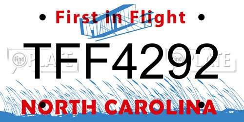 TFF4292 North Carolina License Plate
