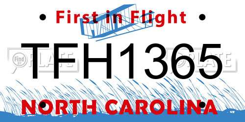 TFH1365 North Carolina License Plate