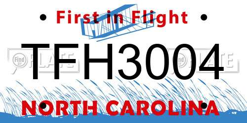 TFH3004 North Carolina License Plate