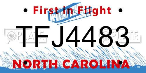 TFJ4483 North Carolina License Plate