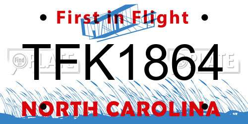 TFK1864 North Carolina License Plate
