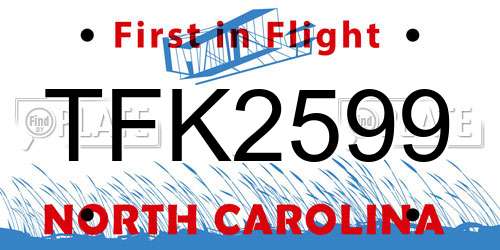 TFK2599 North Carolina License Plate