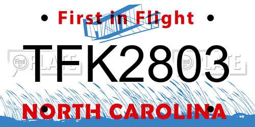 TFK2803 North Carolina License Plate