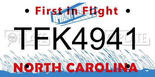 TFK4941 North Carolina License Plate