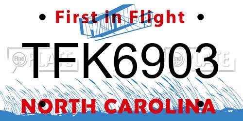 TFK6903 North Carolina License Plate