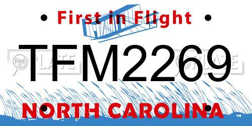 TFM2269 North Carolina License Plate