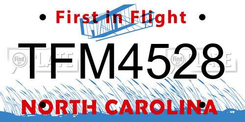 TFM4528 North Carolina License Plate