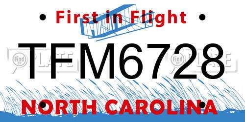 TFM6728 North Carolina License Plate
