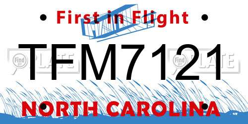 TFM7121 North Carolina License Plate