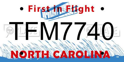 TFM7740 North Carolina License Plate