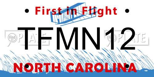 TFMN12 North Carolina License Plate