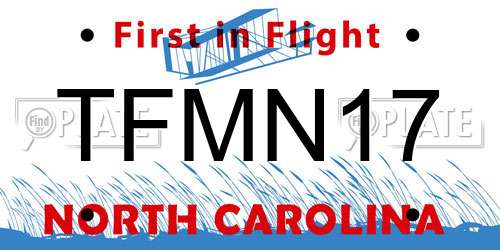 TFMN17 North Carolina License Plate