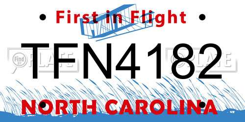 TFN4182 North Carolina License Plate