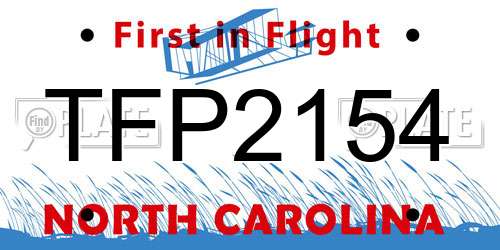 TFP2154 North Carolina License Plate