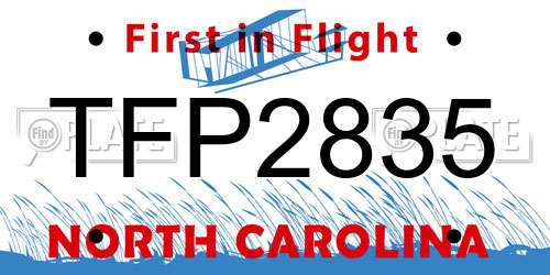 TFP2835 North Carolina License Plate