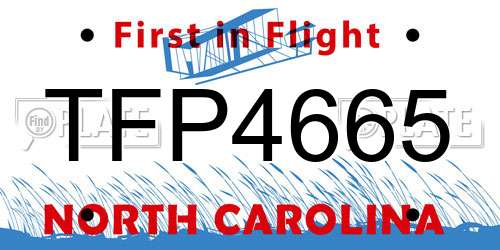 TFP4665 North Carolina License Plate