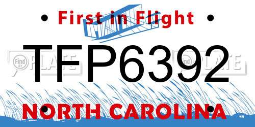 TFP6392 North Carolina License Plate