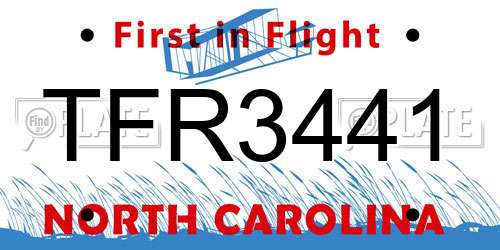 TFR3441 North Carolina License Plate